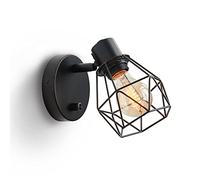 Paniere in metallo sconde a parete a parete con interruttore dimmerabile, moderno raccordo per lanterna, lampada da decorazione interna nordica, lampadina da golfball di metà secolo E27 Apparecchio di