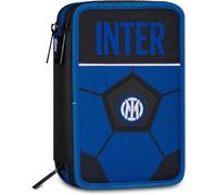 panini spa Astuccio Scuola Compatibile con Inter 3 Zip Completo Prodotto Ufficiale 20x12x6 cm + Omaggio Portachiave