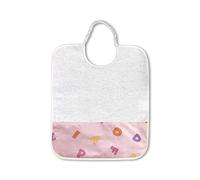 Panini Tessuti, Bavaglino Bavetta Disney per Asilo-Scuola Materna-100% cotone-Made in Italy- 28x33 cm - Set Asilo Da Ricamare per la pappa e la merenda Letterine Rosa