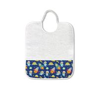 Panini Tessuti, Bavaglino Bavetta in spugna di puro cotone con elastico per la pappa e la merenda in asilo dimensioni 28x33 cm Fantasia Astronavi