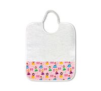 Panini Tessuti, Bavaglino Bavetta in spugna di puro cotone con elastico per la pappa e la merenda in asilo dimensioni 28x33 cm Fantasia Principesse