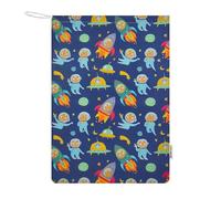 Panini Tessuti Sacchetto sacco Asilo per bambino e bambina porta indumenti sacco nanna cambio asilo sacca nido 100% Cotone 46x60 cm(Sacchetto Asilo 46 x 60 cm Astronavi)