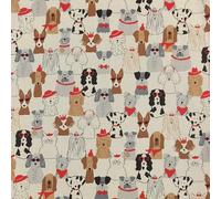 Panini Tessuti, Tessuto Panama Ritratto di Cani - Venduto al Mezzo Metro; 1 qtà = 50 cm; 2 qtà = 100 cm - Arredo, Sedie, Divani, Fai da Te