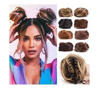 Panino per capelli Chignon con artiglio sintetico, chignon con clip, for donna(Red)