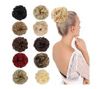 Panino per capelli Chignon spettinato, chignon sintetico ad alta temperatura, voluminoso, riccio, con elastico(Dark purple)