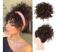 Panino per capelli Chignon spettinato con coulisse e corda for donna(Medium brown)