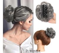 Panino per capelli Chignon spettinato sintetico - Borsa for capelli ricci da sposa for donna - Look voluminoso ed elegante(Dark gray)