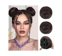Panino per capelli Mini fermaglio for artigli con chignon spaziale sintetico - Parrucca con orecchie di gatto spettinate for donna(Light brown)