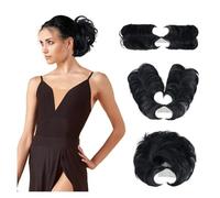 Panino per capelli Pettine fermaglio for capelli Messy Bun - Versatile chignon for donne, capelli corti e lisci(Dark black)
