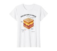 Panino PROSCIUTTO E Formaggio GRIGLIATO Deconstructo Maglietta con Stampa Grafica Economica, Donna, Bianco, M