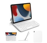 pankeybd Custodia a portafoglio per iPad A16 2025 11 EME generazione e iPad 10 EME generazione 2022, Smart Folio, Ultra-sottile, connessione magnetica, AZERTY, bianco