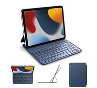 pankeybd Custodia a portafoglio per iPad A16 2025 11 EME generazione e iPad 10 EME generazione 2022, Smart Folio, Ultra-sottile, connessione magnetica, AZERTY, blu