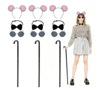 PANMAY 12 pezzi Halloween Maus Kostüm Accessori Set Blind Mouse Kostüm Set Enthält Kopfbedeckung Fliege Sonnenbrille und Stock Lustiges Accessoire für Halloween Geeignet für drei Personen