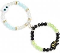 PANMAY 2 braccialetti abbinati a forma di drago per coppie, braccialetti dell'amicizia, braccialetti coordinati con simpatico magnete anime, gioielli magnetici regalo per donna