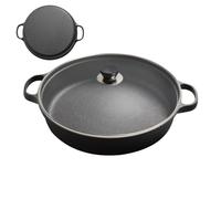 Panne di frittura non stick - padelle non tossiche | Pentola a piastra in ghisa rotonda a induzione con coperchio chiaro | Padella di pentole maniglia a calore, strumento da cucina per snack per la co