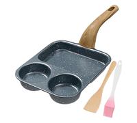 Panne di uova - 3 sezione padella non stick | 15.35 In padella per la colazione con spatola e pennello in silicone, padeella divisa per friggere le uova che cucinano pancetta da cucina e verdure