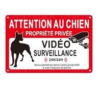 Panneau Attention au Chien et Camera Aluminium Réfléchissant 30×20cm