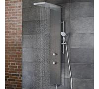 HSK Lavida colonna doccia con termostatico, 1900018-45, Lavida acciaio inox levigato/cromo/nero [Rubinetteria Bagno > Colonne Doccia]