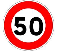 Panneau de limitation de vitesse à 50 km/h - Diamètre de 200 mm