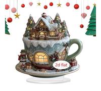 Panneau De Table De Noël - Décoration De Bureau Et Maison En Acrylique | Ornement De Noël Coloré Motif Château Avec Support, Déco Festive Pour Salon, Chambre, Bibliothèque, Restaurant, Cheminée