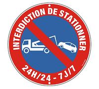 Panneau Interdiction de Stationner Metal Réfléchissante Ø 300mm Panneau Stationnement Interdit Aluminium Stable et Durable, Etanche et Résistant aux UV, Facile à Installer