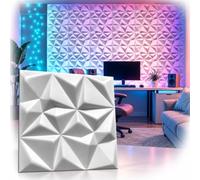 Pannelli 3D in polistirene XPS, moderni pannelli da parete e soffitto, pannelli da parete, leggeri e flessibili, rubino 3D, 50 cm x 50 cm, 2 m², 8 pezzi/bianco puro polistirolo