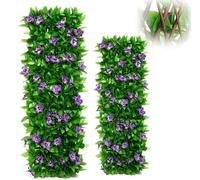 Pannelli a traliccio con edera sintetica decorativa per la privacy, espandibile, per cortile e balcone, 200 x 40 cm e 200 x 87 cm, sfondo verde (confezione da 2)