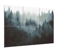 Pannelli acustici artistici, 6 pack grandi dipinti da parete autoadesivi, per decorazione parete, pannelli fonoassorbenti per studio di registrazione (180×120CM, Foggy Forest)