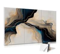 Pannelli acustici artistici, 6 pack grandi dipinti da parete autoadesivi, per decorazione parete, pannelli fonoassorbenti per studio di registrazione, soggiorno, ufficio, 120 x 68cm(marmo nero oro)