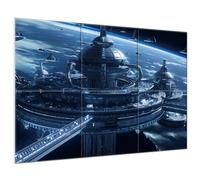 Pannelli acustici artistici, 6 pack grandi dipinti da parete autoadesivi, per decorazione parete, pannelli fonoassorbenti per studio di registrazione (180×120CM, AstropolisNexus)