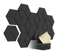 Pannelli acustici autoadesivi da 12 pezzi fonoassorbenti dal design esagonale X 10,5 0,4 pollici murali in schiuma fonoassorbente(Black)