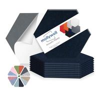 Pannelli acustici esagonali, ad alta densità, a prova di suono, piastrelle decorative in feltro per soffitti, casa, ufficio e sala giochi (blu scuro), 35,5 x 30,5 x 1 cm, Mollywell