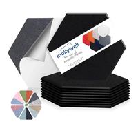 Pannelli acustici esagonali, ad alta densità, a prova di suono, piastrelle decorative in feltro, riduzione del rumore, per soffitti, casa, ufficio e sala giochi (nero), 35,5 x 30,5 x 1 cm, Mollywell