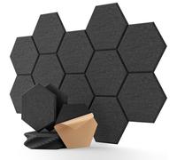 Pannelli acustici esagonali autoadesivi 12 pezzi, parete fonoassorbente ad alta densità per decorazione pareti e trattamento acustico pannelli fonoassorbenti nero 30×26×0,9cm