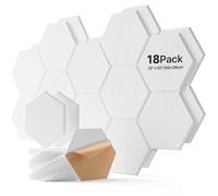 Pannelli acustici esagonali autoadesivi 18 pezzi, parete fonoassorbente ad alta densità per decorazione pareti e trattamento acustico pannelli fonoassorbenti bianco 30×26×0,9cm