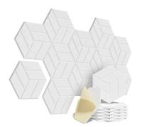 Pannelli acustici esagonali autoadesivi da parete, assorbimento acustico, riduzione del rumore, design insonorizzato, confezione da 12(White)