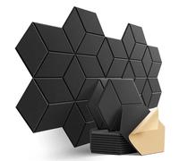 Pannelli Acustici Esagonali Confezione da 12 schiuma fonoassorbente autoadesiva con design a Y for assorbire il rumore ed eliminare gli echi(Y-Cut Hexagon Black)