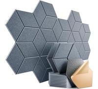 Pannelli Acustici Esagonali Pannello in feltro fonoassorbente autoadesivo con design a Y for assorbire il rumore ed eliminare gli echi(Dark gray,12 PCS)
