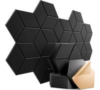 Pannelli Acustici Esagonali Pannello in feltro fonoassorbente autoadesivo con design a Y for assorbire il rumore ed eliminare gli echi(Black,4 PCS)
