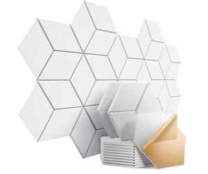 Pannelli acustici esagonali Pannello in feltro fonoassorbente autoadesivo con design a Y for assorbire il rumore ed eliminare gli echi Per Studio(White,8 PCS)