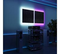 Pannelli acustici fonoassorbenti da parete con LED RGB | Controllo del riverbero e retroilluminazione ambientale | Soluzione acustica elegante | [2xWAVE - Separati | Nero]