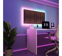 Pannelli acustici fonoassorbenti da parete con LED RGB | Controllo del riverbero e retroilluminazione ambientale per studio, gaming e podcast | [2xPULSAR - Raggruppati | Noce]