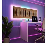 Pannelli acustici fonoassorbenti da parete con LED RGB | Controllo del riverbero e retroilluminazione ambientale per studio, gaming e podcast | [3xPULSAR - Raggruppati | Rovere]