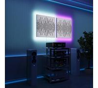 Pannelli acustici fonoassorbenti da parete con LED RGB | Controllo del riverbero e retroilluminazione ambientale | Soluzione acustica elegante | [2xWAVE - Separati | Bianco]
