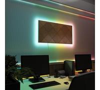Pannelli acustici fonoassorbenti da parete con LED RGB | Controllo del riverbero e retroilluminazione ambientale per studio, gaming e podcast | [2xWILDS - Raggruppati | Noce]