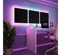 Pannelli acustici fonoassorbenti da parete con LED RGB | Controllo del riverbero e retroilluminazione ambientale | Soluzione acustica elegante | [3xPULSAR - Separati | Nero]