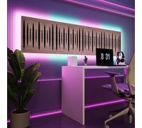 Pannelli acustici fonoassorbenti da parete con LED RGB | Controllo del riverbero e retroilluminazione ambientale per studio, gaming e podcast | [4xPULSAR - Raggruppati | Sonoma]