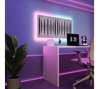 Pannelli acustici fonoassorbenti da parete con LED RGB | Controllo del riverbero e retroilluminazione ambientale per studio, gaming e podcast | [2xPULSAR - Raggruppati | Plastica bianca lucida]
