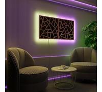 Pannelli acustici fonoassorbenti da parete con LED RGB | Controllo del riverbero e retroilluminazione ambientale per studio, gaming e podcast | [2xSKYROSS - Raggruppati | Noce]