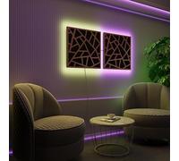 Pannelli acustici fonoassorbenti da parete con LED RGB | Controllo del riverbero e retroilluminazione ambientale | Soluzione acustica elegante | [2xSKYROSS - Separati | Noce]